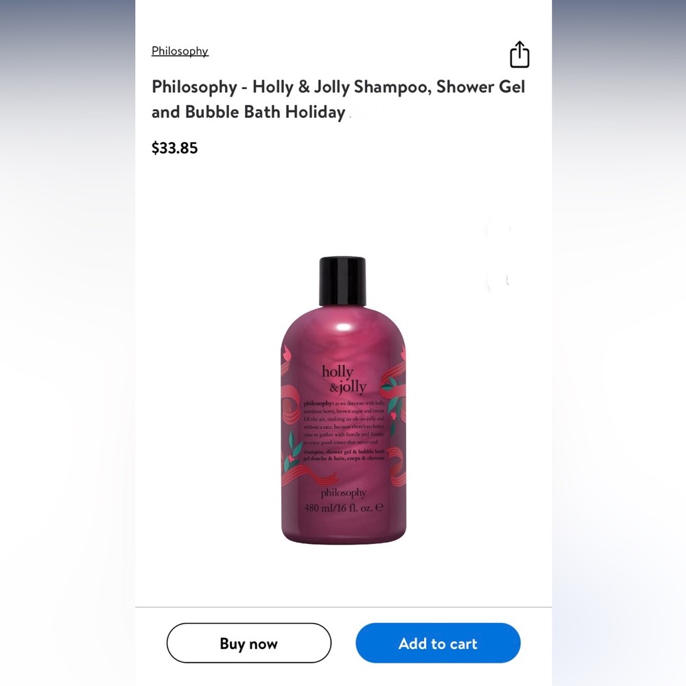 1 set left! 2- Philosophy Holly & Jolly shampoo, shower gel & bubble bath 16oz - Picture 5 of 5